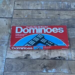 Vintage Dominoes by Pressman Double Nine 55 Wooden Pieces